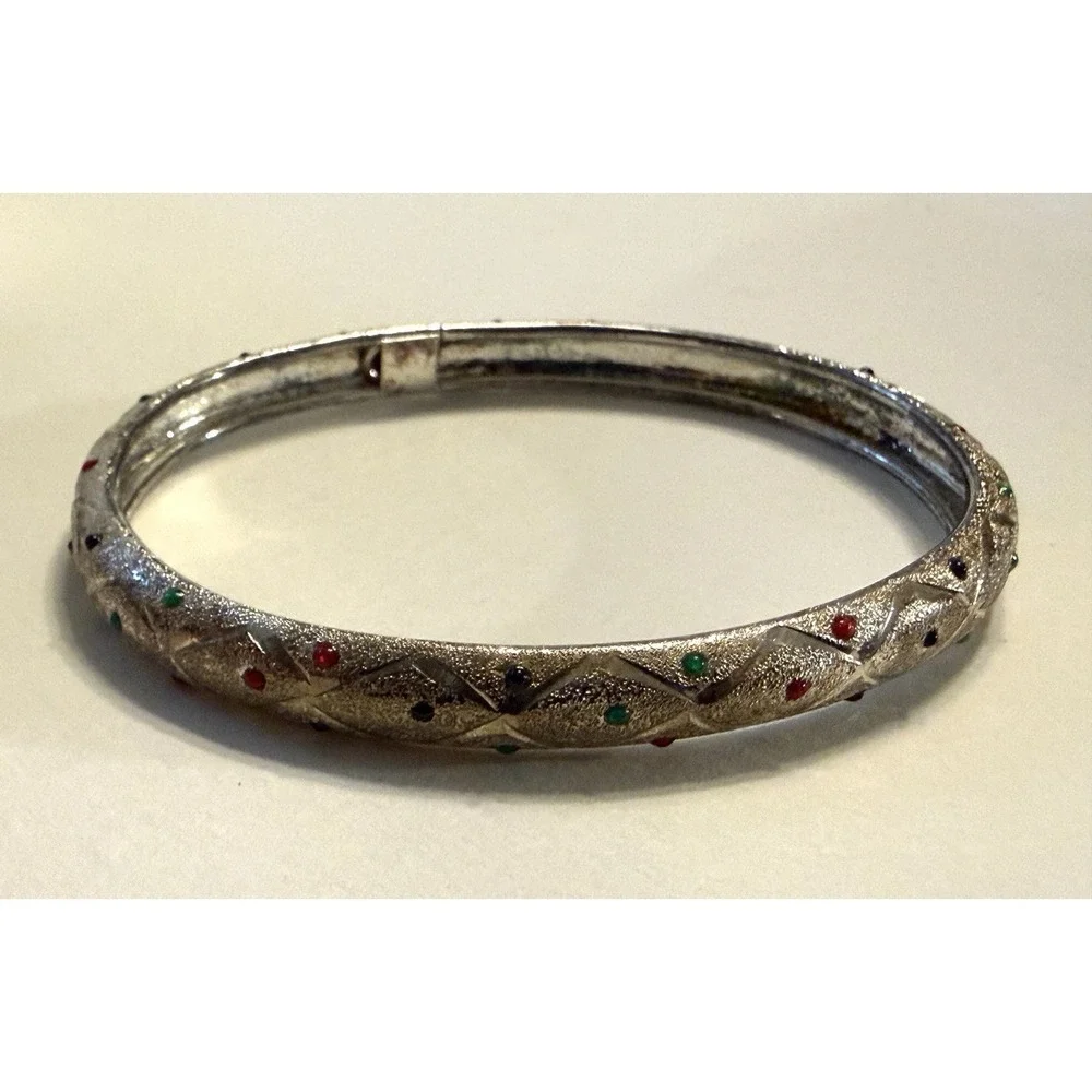 VINTAGE STUNNING STERLING SILVER BANGLE BRACELET ~ 925‎